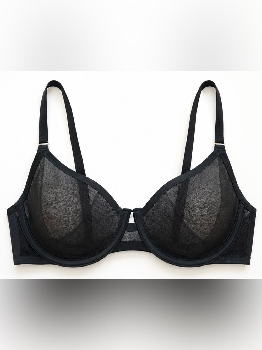 Auden Black Mesh Unlined Demi Bra 34DD NWT
